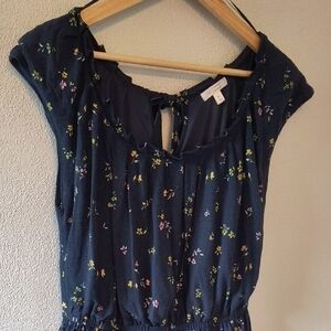 LC Lauren Conrad Navy Floral Dress